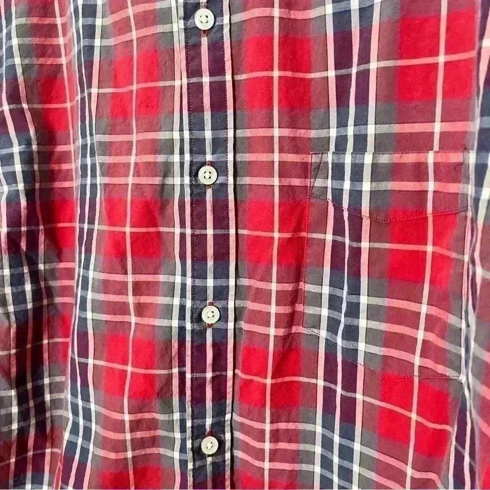 J. CREW Men’s Red and Gray Plaid Button Down | size large (16-16 1/2)